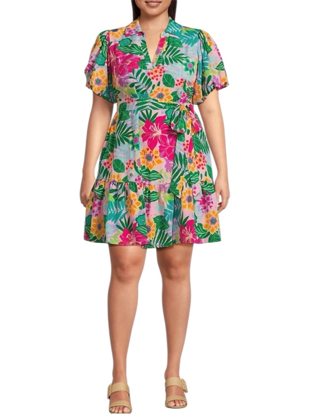 Jessica Howard Women's Short Sleeve Tie Waist Mini Dress Size 12 NWT